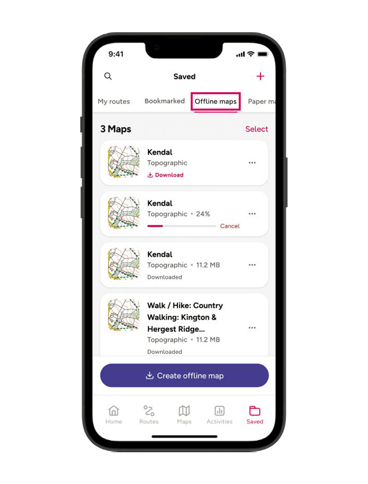 Downloaded Maps Save Tab