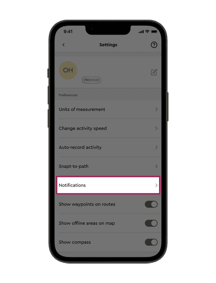 Settings page