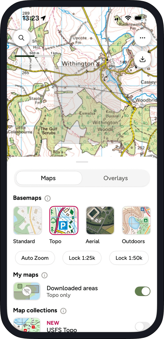 Downloaded Maps Areas