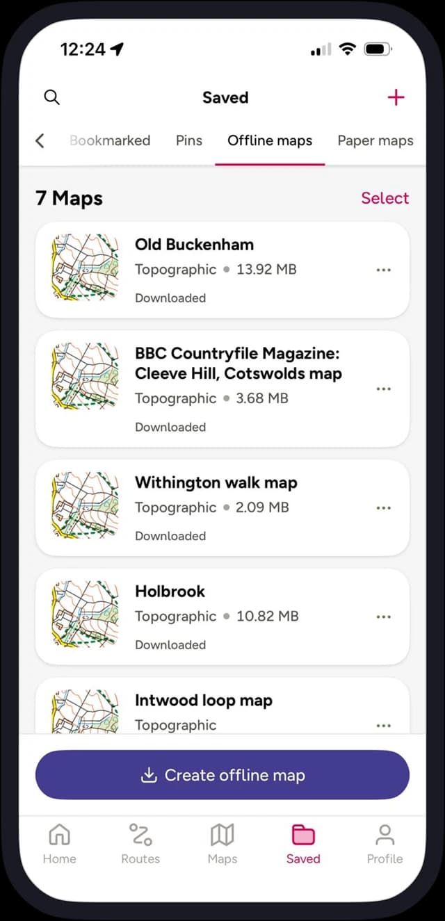 Downloaded Maps Save Tab