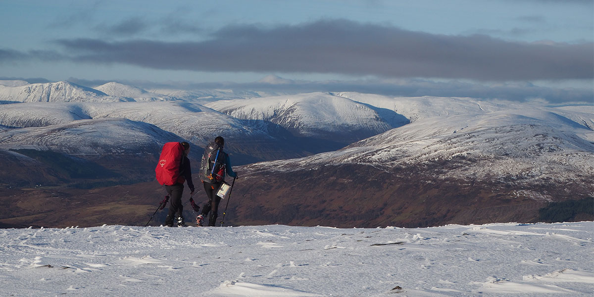 Heading down the ridge to Loch Treig
