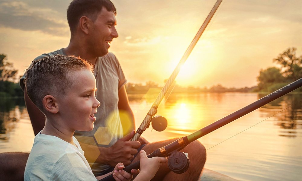 father and son fishing