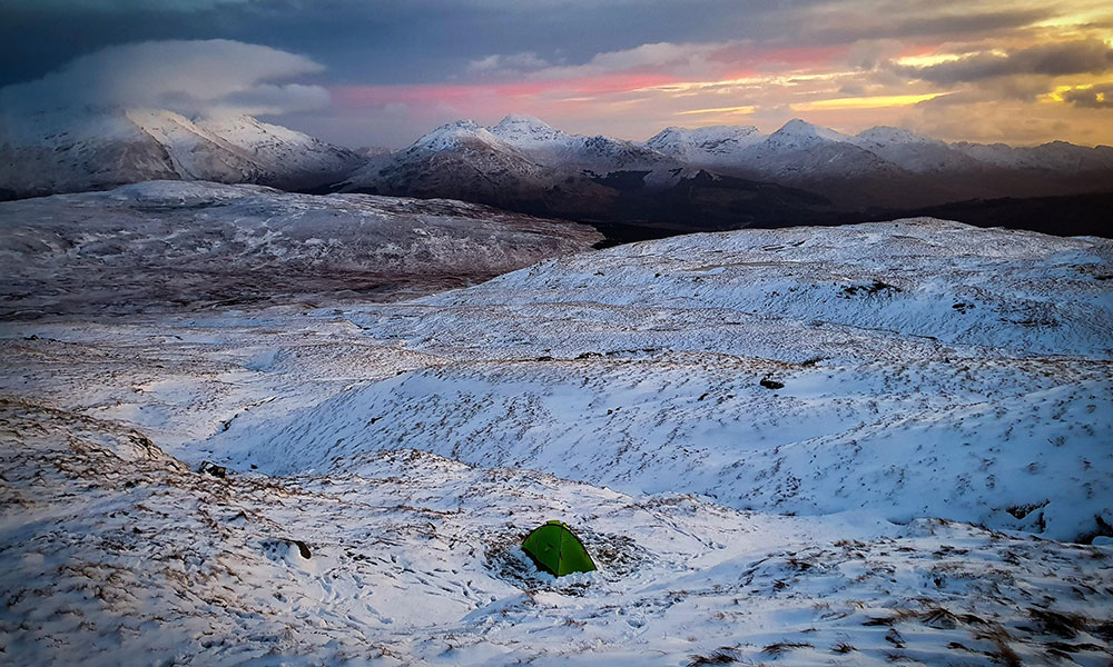Winter wild camp on Ben Challum