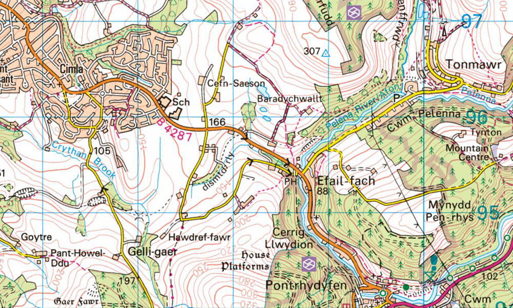 1: 50 000 scale on an OS Landranger map
