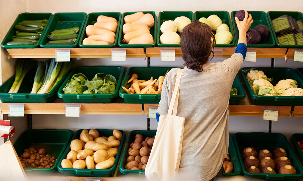 Glass jars on shelves filled with ingredients