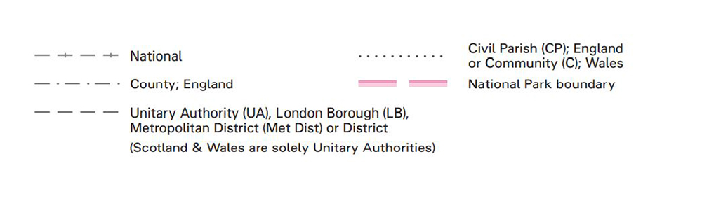 Map symbols for boundaries 