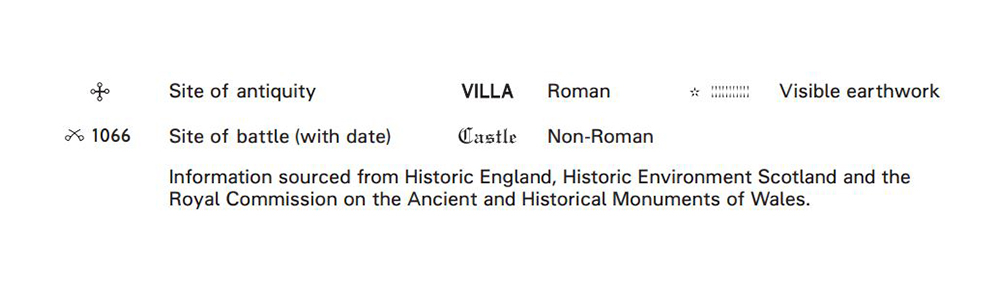 Map symbols for archaeological and historical information