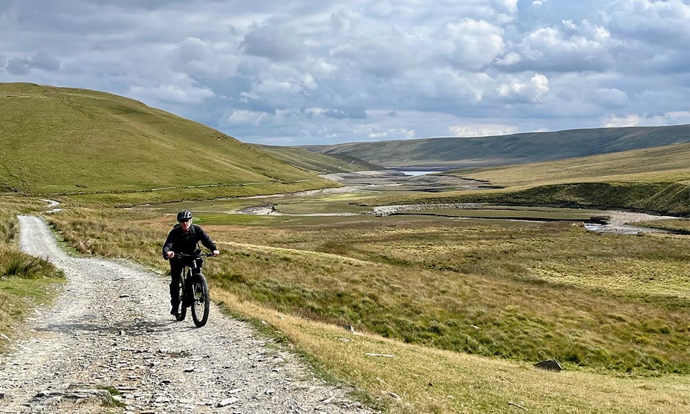 E-biking near Claerwen Reservoi