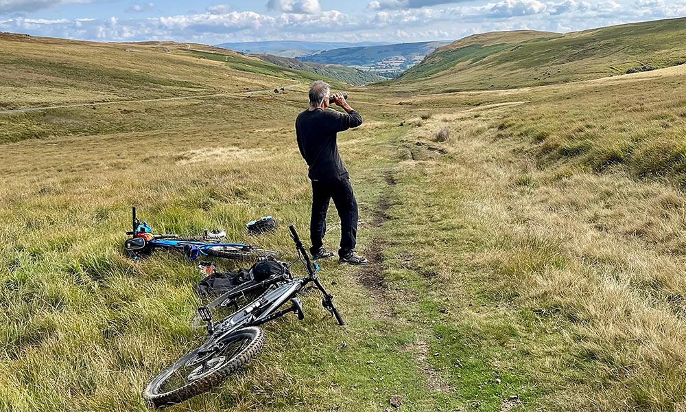 Admiring the view at Esgair Perfedd