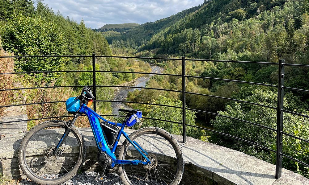 E-bike at Hafod Estate viewpoint