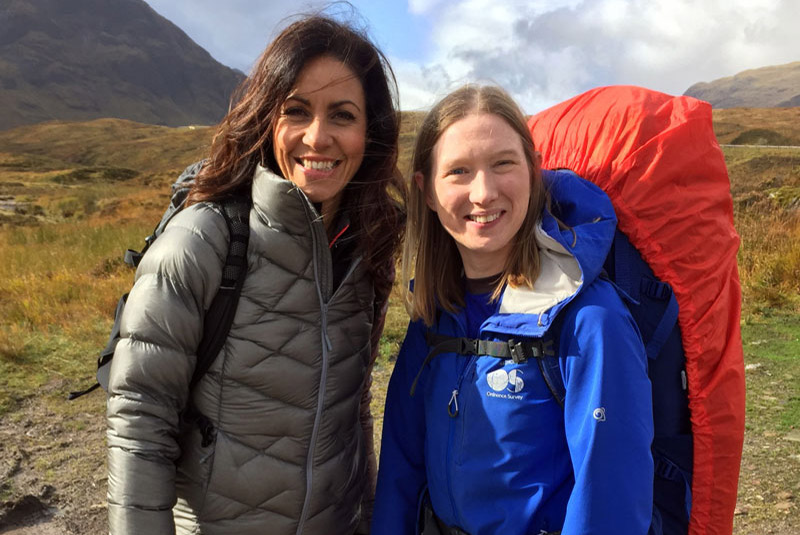 Presenter Julia Bradbury with OS Champion Zoe Homes