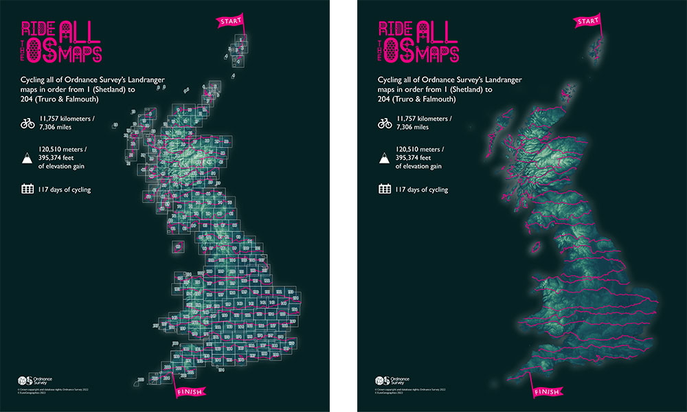 OS Landranger maps cycle route&nbsp;