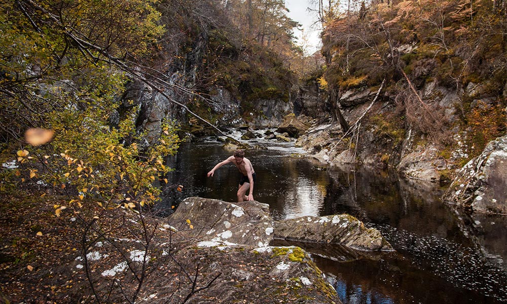 Dog Falls waterfall Glen Affric wild swimming