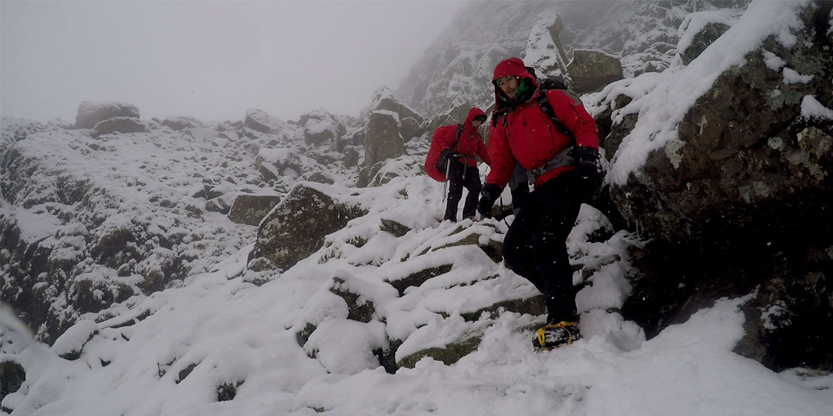 Snowy way down the mountain