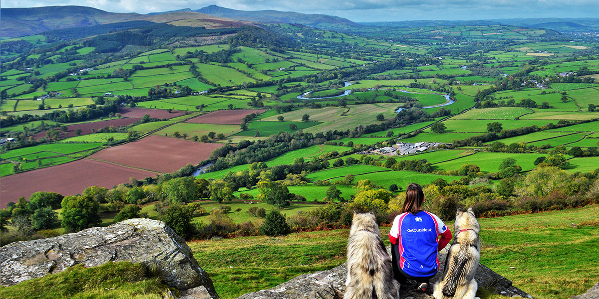 View across the countryside with the dogs