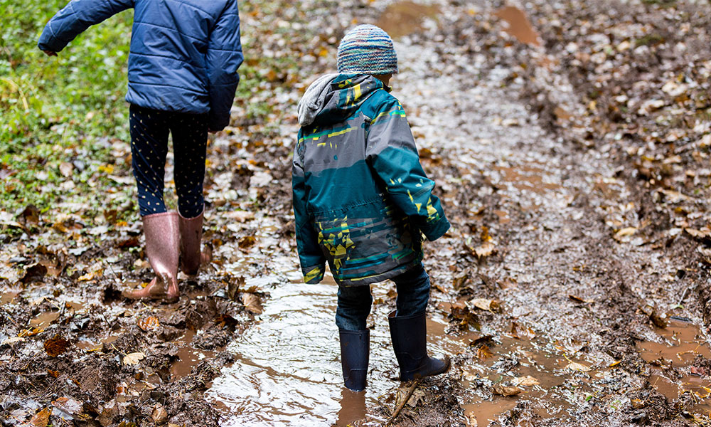rainy days wellie woodland