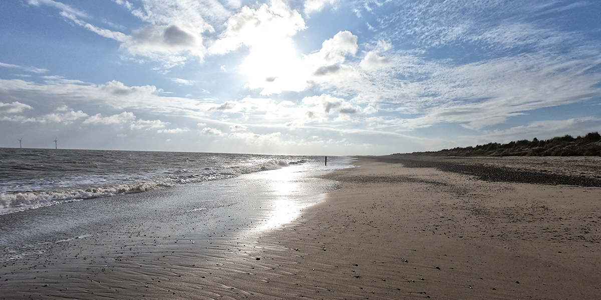 The sunrise from beach at Winterton