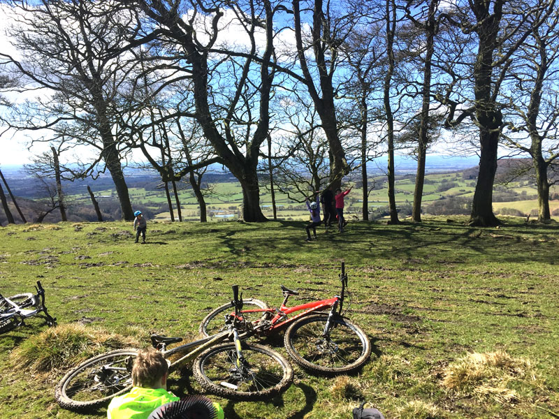 Stopping for a rest and play off the cycle trail