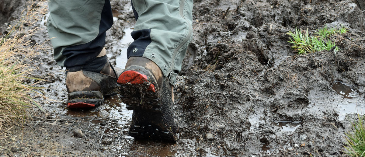 Walking in mud