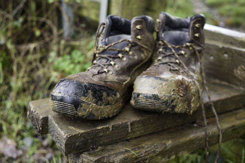 Muddy boots are easier to clean while still wet