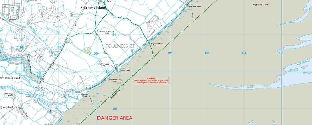 Foulness Island on OS Maps